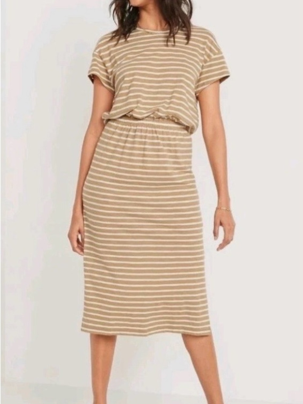 Old Navy Waist-Defined cutout-back striped cotton midi dress